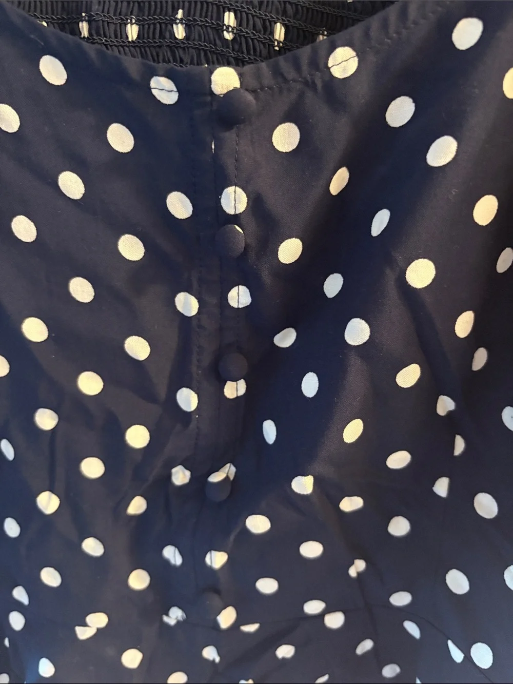 J.Crew Polka Dot Navy Puff Sleeve Peasant Top